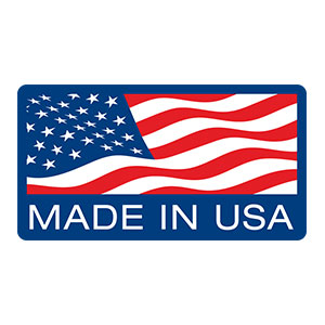 A made in usa sticker with an american flag.
